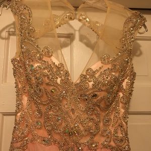 Beautiful Satin/ Rhinestone Pink Evening Gown